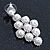 Bridal/ Wedding/ Prom White Glass Pearl, Crystal Diamond Shape Drop Earrings In Rhodium Plating - 50mm L - view 2