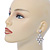 Bridal/ Wedding/ Prom White Glass Pearl, Crystal Diamond Shape Drop Earrings In Rhodium Plating - 50mm L - view 4