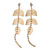 Long Crystal, Filigree Leaf Dangle Earrings In Gold Tone - 11.5cm L - view 2
