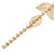 Long Crystal, Filigree Leaf Dangle Earrings In Gold Tone - 11.5cm L - view 6