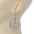 Silver Tone, Crystal Filigree Leaf Drop Earrings - 70mm L - view 4