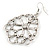 Silver Tone, Crystal Filigree Leaf Drop Earrings - 70mm L - view 5