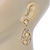 Bridal/ Wedding/ Prom Crystal Teardrop Earrings In Gold Tone - 53mm L - view 3