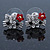 Small Children's/ Teen's / Kid's Crystal 'Kitty' Stud Earrings In Silver Tone - 15mm W - view 2