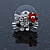 Small Children's/ Teen's / Kid's Crystal 'Kitty' Stud Earrings In Silver Tone - 15mm W - view 5