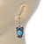 Vintage Inspired Turquoise Stone Owl Drop Earrings In Antique Silver Tone - 50mm L - view 3