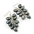 Black, Grey Freshwater Pearl Grape Drop Earrings In Silver Tone - 50mm L - view 4