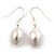 Bridal/ Prom Oval Shape Cream Freshwater Pearl Drop Earrings 925 Sterling Silver - 30mm L - view 2