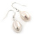 Bridal/ Prom Oval Shape Cream Freshwater Pearl Drop Earrings 925 Sterling Silver - 30mm L - view 9