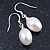Bridal/ Prom Oval Shape Cream Freshwater Pearl Drop Earrings 925 Sterling Silver - 30mm L - view 8