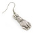 Vintage Inspired Etched Hare Drop Earrings In Silver Tone - 40mm L - view 3