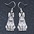 Vintage Inspired Etched Hare Drop Earrings In Silver Tone - 40mm L - view 2