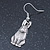 Vintage Inspired Etched Hare Drop Earrings In Silver Tone - 40mm L - view 6