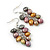 Grey, Bronze, Purple Freshwater Pearl Grape Drop Earrings In Silver Tone - 50mm L - view 5