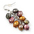 Grey, Bronze, Purple Freshwater Pearl Grape Drop Earrings In Silver Tone - 50mm L - view 2