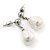 Bridal/ Wedding Lustrous White Freshwater Pearl Drop Earrings In Rhodium Plating- 28mm L - view 7