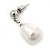Bridal/ Wedding Lustrous White Freshwater Pearl Drop Earrings In Rhodium Plating- 28mm L - view 9