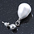 Bridal/ Wedding Lustrous White Freshwater Pearl Drop Earrings In Rhodium Plating- 28mm L - view 5
