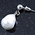 Bridal/ Wedding Lustrous White Freshwater Pearl Drop Earrings In Rhodium Plating- 28mm L - view 6