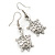 Silver Tone Etched Turtle Drop Earrings In Silver Tone - 40mm L - view 6