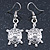 Silver Tone Etched Turtle Drop Earrings In Silver Tone - 40mm L - view 3