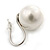 12mm Bridal/ Wedding Lustrous White Round Pearl Style Earrings In Silver Tone - 24mm L - view 4