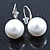 12mm Bridal/ Wedding Lustrous White Round Pearl Style Earrings In Silver Tone - 24mm L - view 8