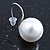 12mm Bridal/ Wedding Lustrous White Round Pearl Style Earrings In Silver Tone - 24mm L - view 5