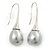 Bridal/ Wedding Light Grey Teardrop Pearl Style Earrings In Silver Tone - 40mm L - view 7