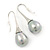 Bridal/ Wedding Light Grey Teardrop Pearl Style Earrings In Silver Tone - 40mm L - view 8