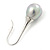 Bridal/ Wedding Light Grey Teardrop Pearl Style Earrings In Silver Tone - 40mm L - view 3