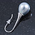 Bridal/ Wedding Light Grey Teardrop Pearl Style Earrings In Silver Tone - 40mm L - view 5