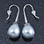 Bridal/ Wedding Light Grey Teardrop Pearl Style Earrings In Silver Tone - 40mm L - view 4