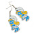 White/ Blue/ Yellow Enamel Funky Smurfette Cartoon Drop Earrings In Silver Tone - 48mm L - view 5