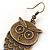 Bronze Tone Owl Drop Earrings - 50mm L - view 3