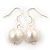 11mm Bridal/ Prom Off Round White Freshwater Pearl Drop Earrings 925 Sterling Silver - 30mm L - view 2
