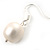 11mm Bridal/ Prom Off Round White Freshwater Pearl Drop Earrings 925 Sterling Silver - 30mm L - view 7