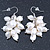 White Freshwater Pearl Grape Drop Earrings In Silver Tone - 45mm L - view 8