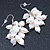 White Freshwater Pearl Grape Drop Earrings In Silver Tone - 45mm L - view 2