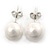 10mm White Round Glass Pearl Stud Earrings 925 Sterling Silver - view 8