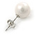 10mm White Round Glass Pearl Stud Earrings 925 Sterling Silver - view 9