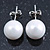 10mm White Round Glass Pearl Stud Earrings 925 Sterling Silver