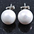 10mm White Round Glass Pearl Stud Earrings 925 Sterling Silver - view 10