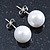 10mm White Round Glass Pearl Stud Earrings 925 Sterling Silver - view 5
