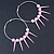 Oversized Slim Pink Spikes, Disko Balls Hoop Earrings In Silver Tone - 10cm L - view 7