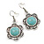 Vintage Inspired Floral Turquoise Floral Drop Earrings In Antique Silver Tone - 45mm L - view 4