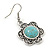 Vintage Inspired Floral Turquoise Floral Drop Earrings In Antique Silver Tone - 45mm L - view 5