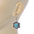 Vintage Inspired Floral Turquoise Floral Drop Earrings In Antique Silver Tone - 45mm L - view 3