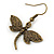 Bronze Tone Dragonfly Drop Earrings - 35mm L - view 4