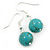 12mm Turquoise Bead Drop Earrings In Silver Tone - 30mm L - view 4